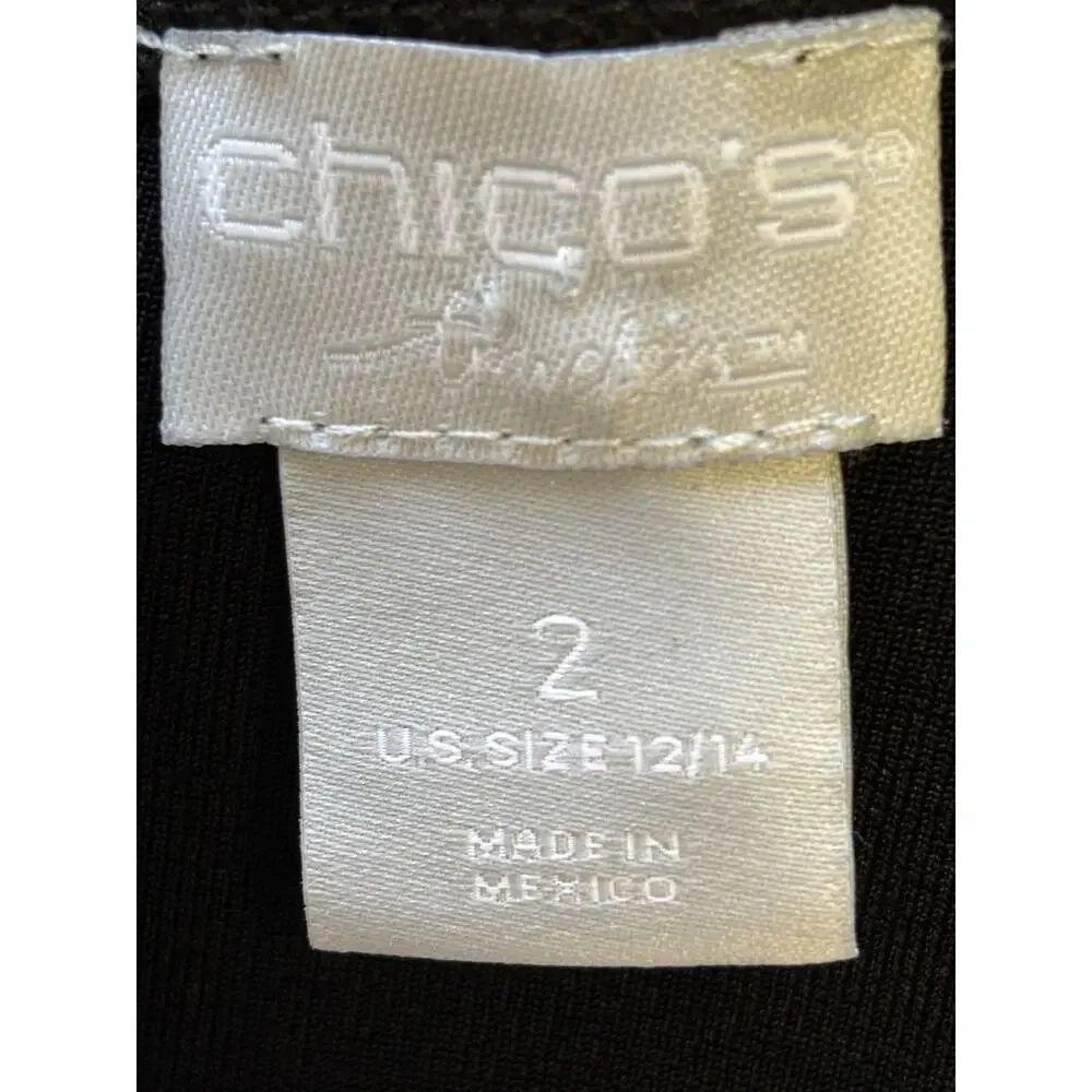 Chico's Travelers Jumpsuit Womens Size 2 US 12-14 Black Velvet V-Neck 3/4 Sleeve